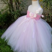 Vintage pink and ivory flower girl tutu dress