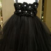 Black hydrangea flower girl tutu dress