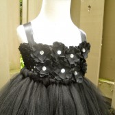Black flower girl tutu dress