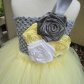Yellow and grey flower girl tutu dress