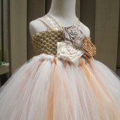 gold champagne flower girl tutu dress
