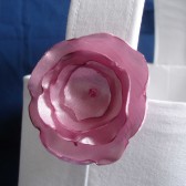 White Basket with Pink Flower