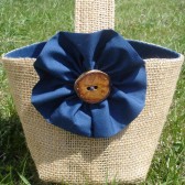 Navy and Burlap Flower Girl Basket