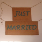 Burlap Just Married Sign