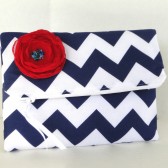 Navy Chevron clutch 