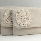 burlap and lace bridesmaids clutch 