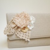 Bridal purse, lace and burlap