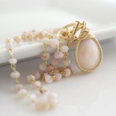 Bezel Pink Opal Necklace