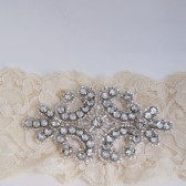 ivory lace garter with rhinestone - Oriane