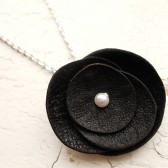 Leather Flower Pendant Necklace