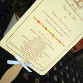 Fall in Love Wedding Program Paddle Fan