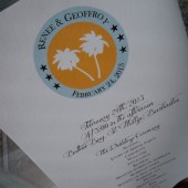 Beach Palm Tree Wedding Program Paddle Fan