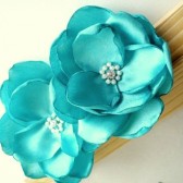SALE Tiffany Blue Satin Hair flower clip brooch dress sash clutch Prom- Handmade Flower