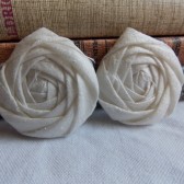 Ivory Silk Dupioni Fabric Flower Rosette
