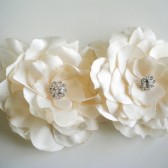 Kelsie Bridal Hair Clip Ivory - Double Roses 