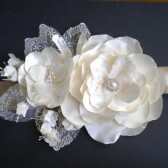 Bridal sash Ivory Satin and Lace flowers Handmade Wedding