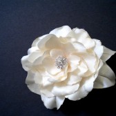 Kelsie Bridal Hair Clip Ivory - Rose with Rhinestones 