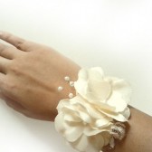 Ivory Hydrangea Bridal Wedding Cuff Bracelet Rustic Countryside