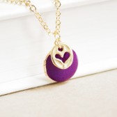 Cutout Heart Pendant Charm Necklace with Enamel Locket