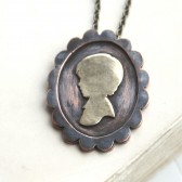 Personalized Silhouette Necklace Metal Cameo
