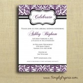 Aubergine Damask Invitation