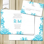Modern Damask Wedding Invitation and RSVP. Printable. Personalize.