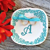 Damask Monogram Ring Bearer Bowl