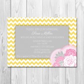 Pink and Yellow Floral Chevron Bridal Shower Invitation