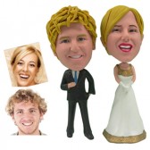 Personalized Cake Topper -  Golden Bride Couple