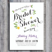 Floral Script Bridal Shower Invitation
