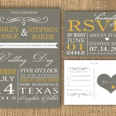 Gray and Poppy Yellow Wedding Invitation and RSVP Postcard