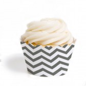 Gray Chevron Cupcake Wrappers (Set of 12 Wraps)