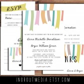 Hanging Ribbons Invitation Suite - Rustic wedding, spring colors, colorful