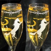 Country western wedding champagne flutes