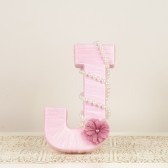 Pink Tulle Wrapped Letter J