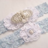 Something Blue Lace and Pearl Garter Set