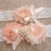 Blush Peach Wedding Garter Set