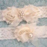 Ivory Cream Wedding Garter Set