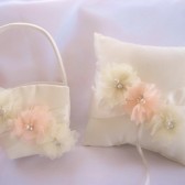 Peaches and Cream Flower Girl Basket Set