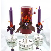 Wedding Unit set of 3 candles Purple, Dark Brown and Orange