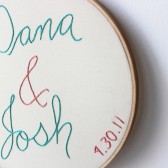 Embroidered Bride and Groom names with Wedding Date sign