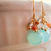 Mint Peach Drop Earrings 