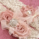 Shabby Rose Wedding Garter Set
