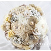 Brooch Bouquet Bridal Bouquet Jewelled Bouquet in Cream Tan Champagne and Ivory