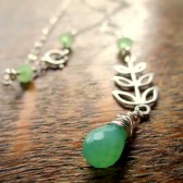 Green Silver Leaf Necklace