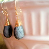 Gray Black and Gold Drop Earrings