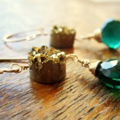 Emerald Gold Druzy Earrings