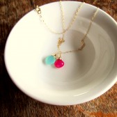 Mint and Pink Necklace in Gold