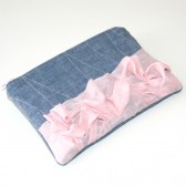 denim and pink chiffon zipper pouch