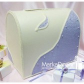 Wedding Chest Money Card Box in Lavender and Ivory with a Beautiful Handmade Paper Decorations and Pearls